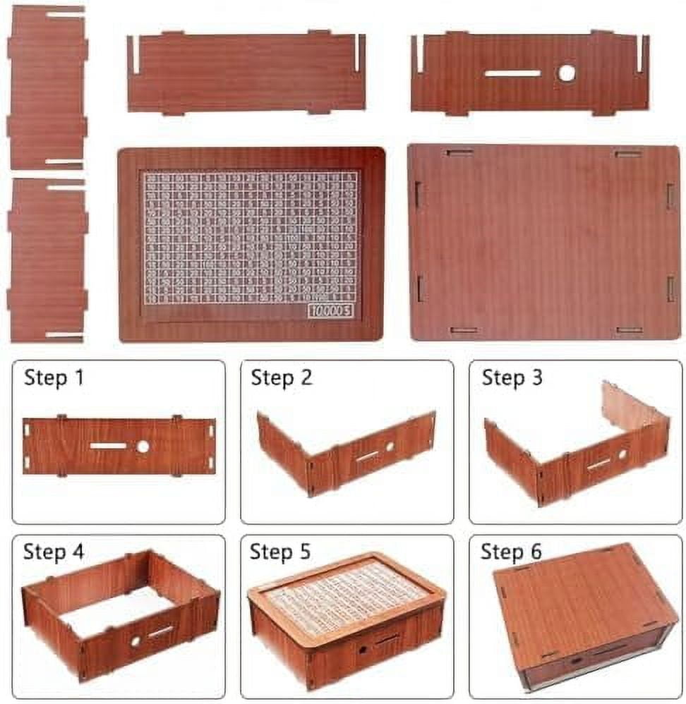 Cash Vault Wooden Savings Box with Locking Latch,Durable Wooden Money Saver with $1000/$10000/$3000/$5000 Money Targets,Numbers & DIY Marker for Personal Finance Goals