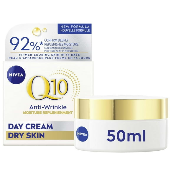 NIVEA Q10 Anti-Wrinkle Moisture Replenishment Day Face Cream, Dry Skin