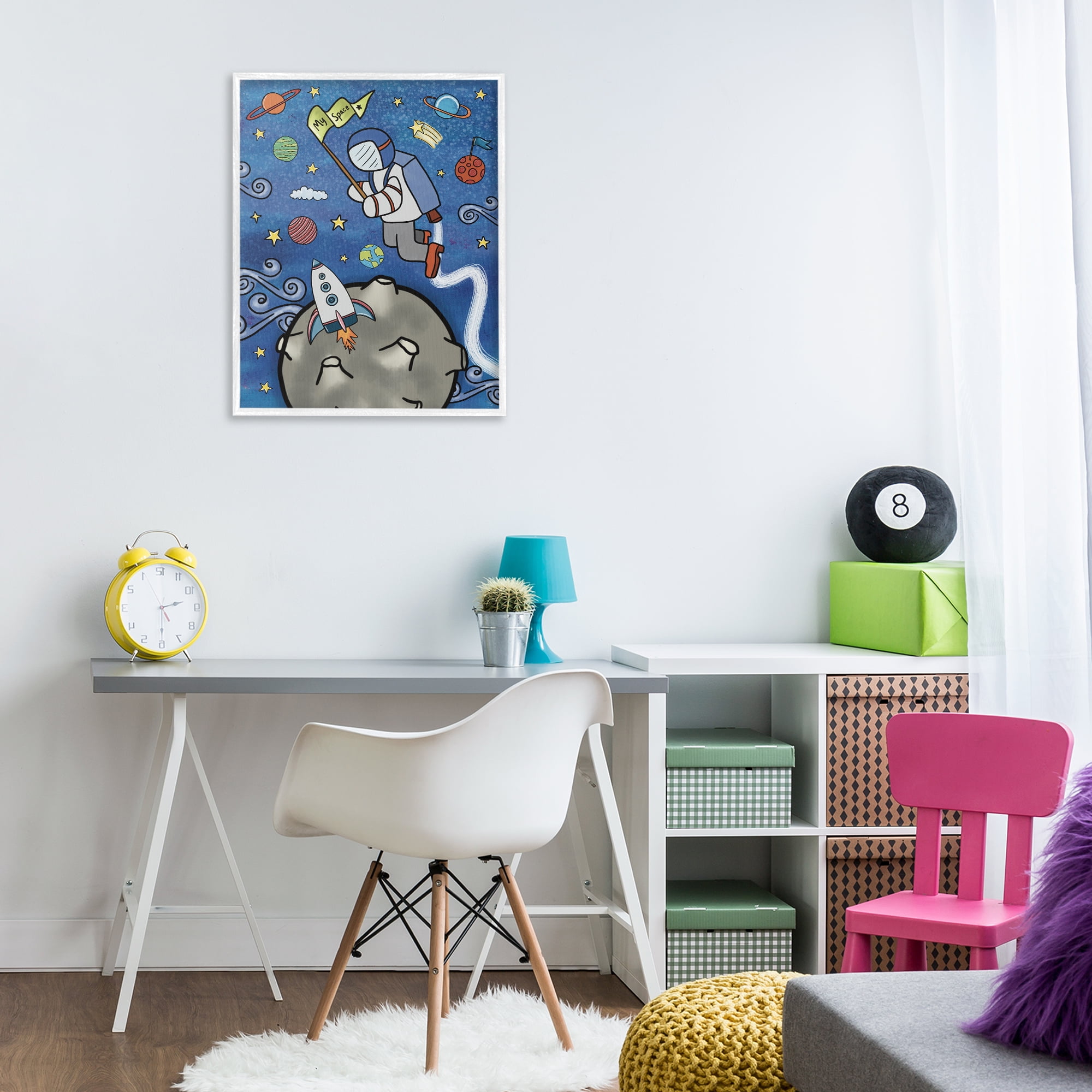 Astronaut Space Adventure White Framed Giclee Art, design by Jennifer Stith