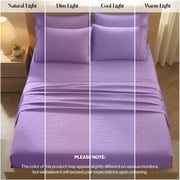 Lux Decor Queen Size Bed Sheets - 6 Piece Ultra-Soft Microfiber Sheets Set, Deep Pocket Fitted Sheet, Flat Sheet & 4 Pillowcases, Breathable Hotel Luxury, OEKO-TEX Certified, Purple