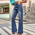 thumbnail image 2 of LYMAYTER Womens Leg Jeans Pants Female Casual Denim Wide Leg Spring Fall Washed Denim Flare Trouser S-2XL, 2 of 7