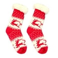 thumbnail image 2 of Chaussettes de Sol Automne et Hiver pour Femmes Plus Velours Épaissies Chaussettes de Sommeil de Noël Bas de compression Rouges, 2 of 4