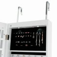 thumbnail image 5 of Patiojoy Lockable Wall Door Mounted Storage Organizer Mirrored Jewelry Cabinet w/ Lights White, 5 of 8