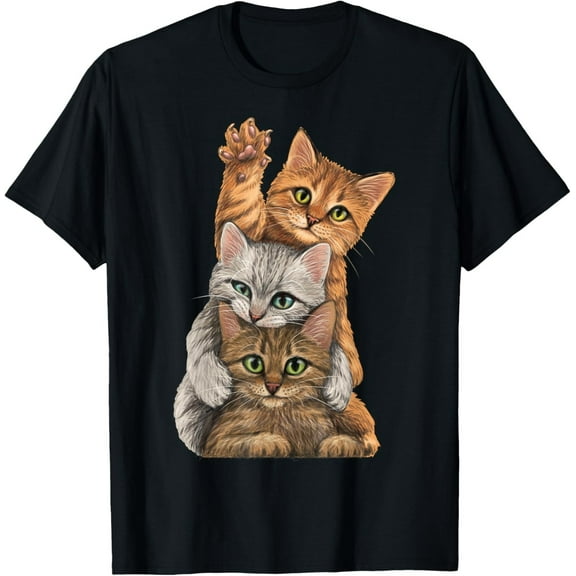 Cute Little Cats Playing Wall Builder T-Shirt for Kitty and Kitten Lovers