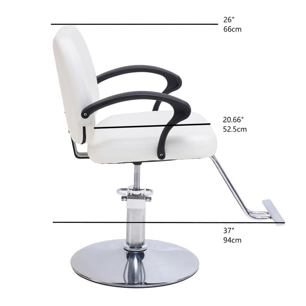 Hydraulic Barber Styling Chair with 360-Degree Swivel and Chrome Base, Heavy-Duty Beauty Salon Chair with PU Leather Upholstery, White