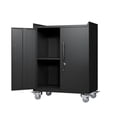thumbnail image 2 of Onuobao Lockable Metal Adjustable Shelf Garage Cabinet with Wheels and 2 Door, Black, 2 of 9