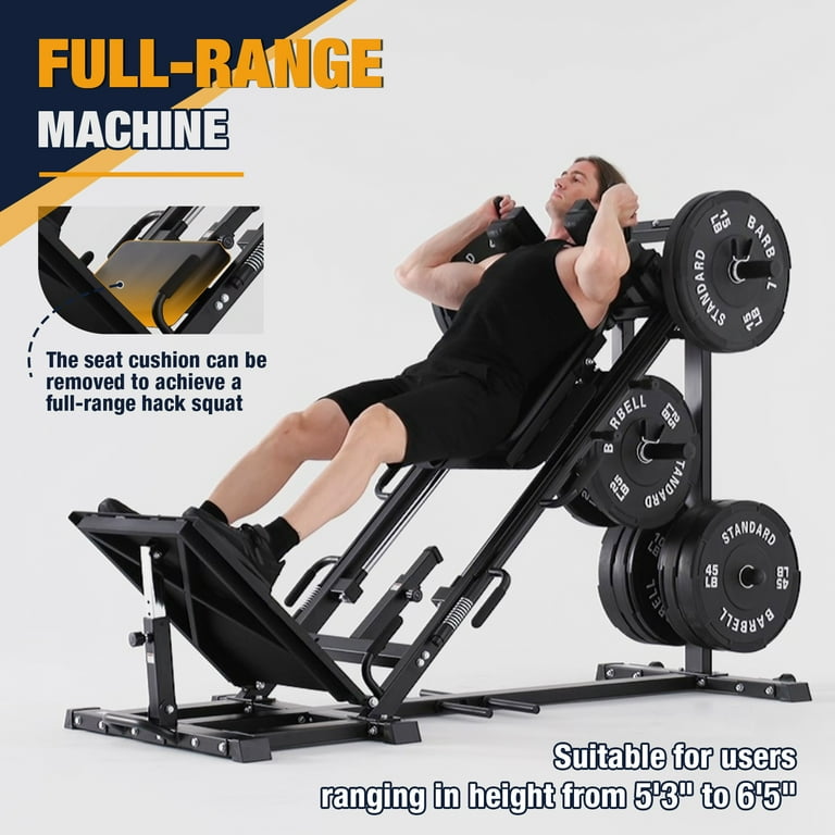 syedee Leg Press Hack Squat Machine with Linear Bearing Lower Body Special Machine for Thigh Builder with 230 LB Weight Plate Combo for Home Gym