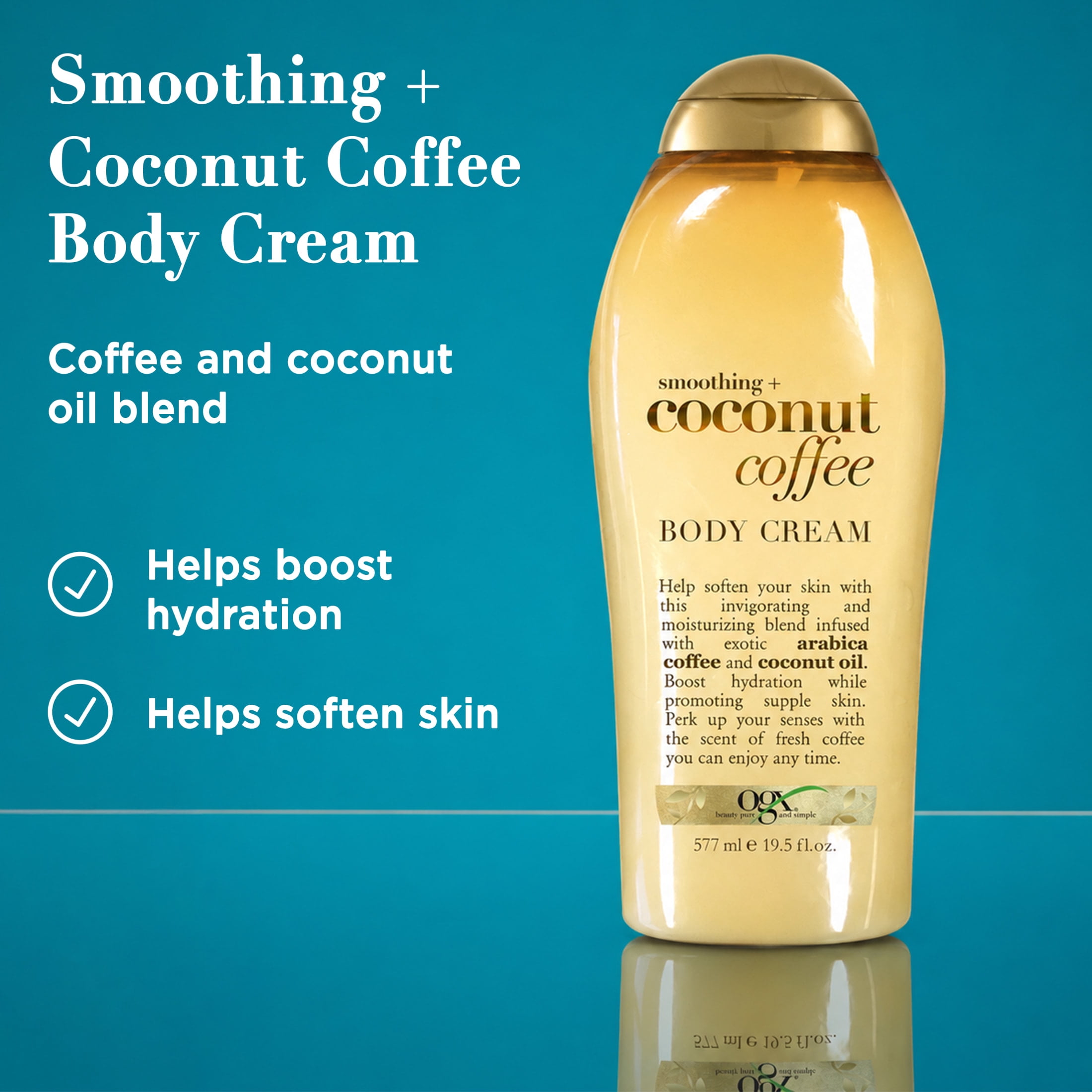 (4 pack) OGX Smoothing + Coconut Coffee Full Body Cream for Soft Skin, 19.5 oz