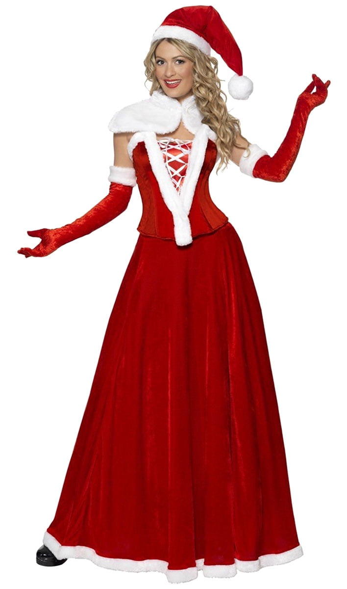 Miss Santa Deluxe Womans Costume Luxury Mrs Claus Christmas Grotto Outfit XS-XXL