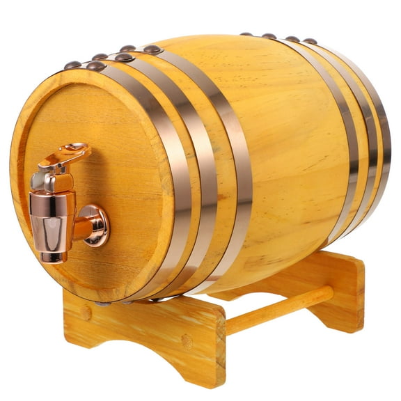 BESTYASH Solid Wood Oak Barrel Dispenser for Aging Wooden Wine and Beer Storage Stand