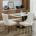 thumbnail image 2 of Dining Room Chairs with Velvet Fabric Dining Chairs with Golden Stainless Steel Plating Legs, Backrest and Button Velvet Fabric Design,Luxury Home Furniture for Dining Room(Beige Set of 4), 2 of 11