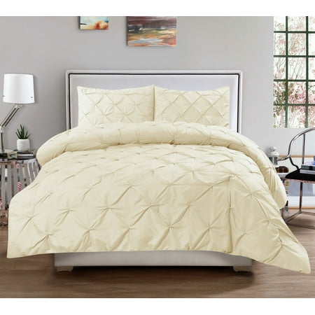 Hudson 3 Piece Pintuck Comforter Set Luxurious Pinch Pleat Wrinkle
