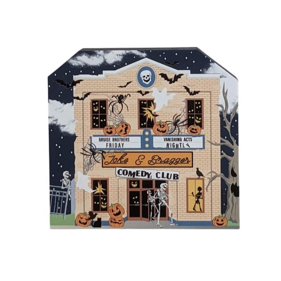 Cats Meow Village Joke & Bragger Comedy Club Ghost Pumpkins Halloween 21632