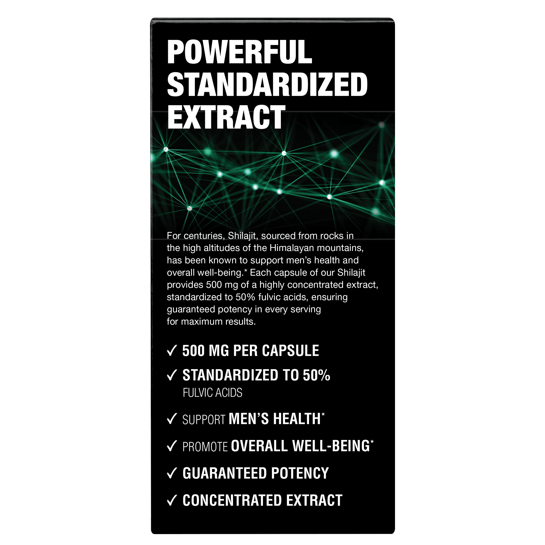 Nugenix® Shilajit 500mg, Himalayan Shilajit Extract for Men's Health, 50% Fulvic Acids, 30 Capsules