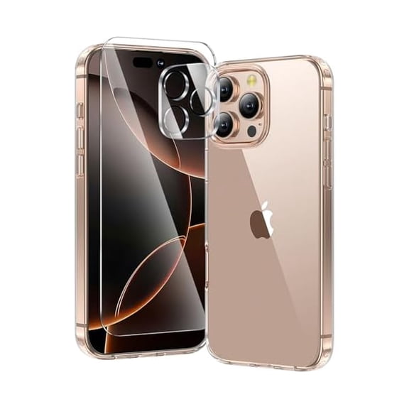 Eryueer 3 in 1 for iPhone 16 Pro Max Case Clear,[Yellowing-Resistant Acrylic Back] Screen Protector *1 & Camera Lens Protector*1, Shockproof for iPhone 16 Pro Max Phone Case 6.9 inch Clear