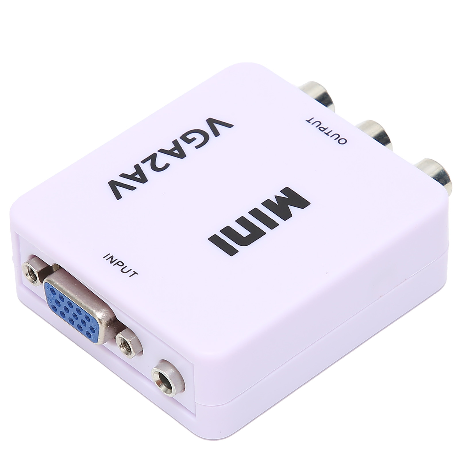 Convertisseur Mini VGA Vers AV 1080P - Adaptateur PC Vers TV PAL/NTSC, Blanc