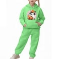 thumbnail image 2 of SYMOID Boys Hall-oween Costume Set Green 2-Piece Ghost Pumpkin Print Outfit, Hoodie & Jogger Pants Soft Fleece Sweatshirts,Size 10 T, 2 of 5