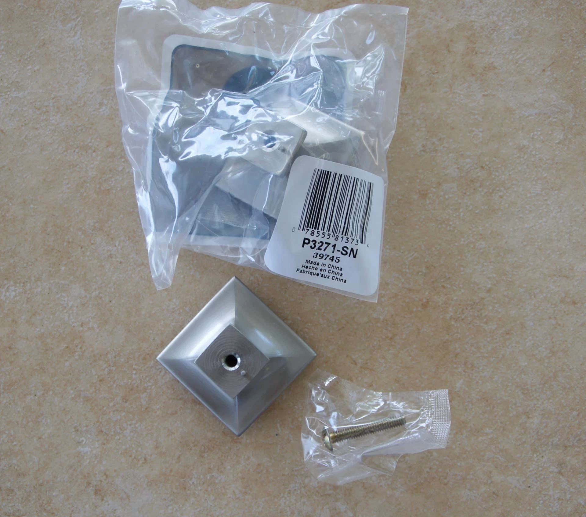Hickory Hardware Square Cabinet Knob Solid Brass Satin Nickel - P3271-Sn -10 Ct