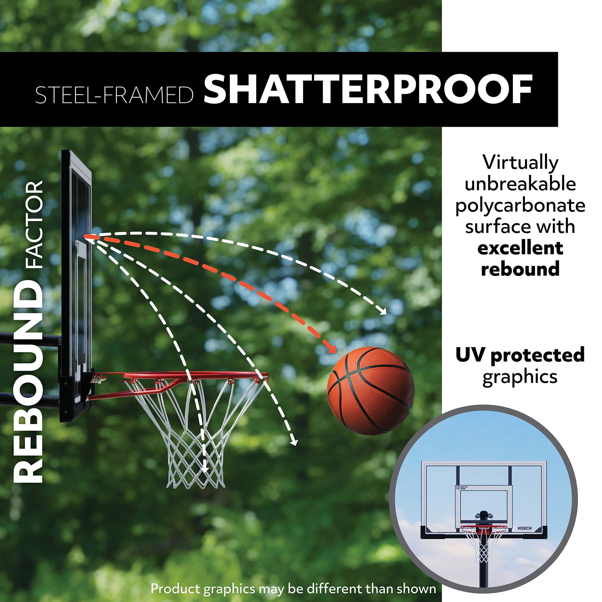 Lifetime NBA Branded 8ft-10ft Adjustable Height 54" Portable Basketball Hoop (92137)