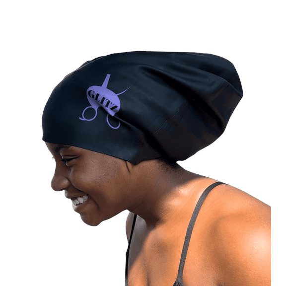 Glitz Beauty Bar Silicone XL Black Swim Cap