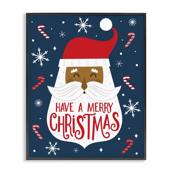 Stupell Industries Cottage Have Merry Christmas Patterned Santa Black Framed Giclee Art, 16 x 20, by Ilis Avilés