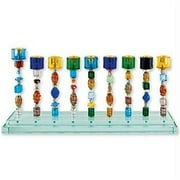 Judaica Kingdom AVJ-GLASS-MENORAH-10019 Handmade Glass Menorahs - Glass Beaded Menorah
