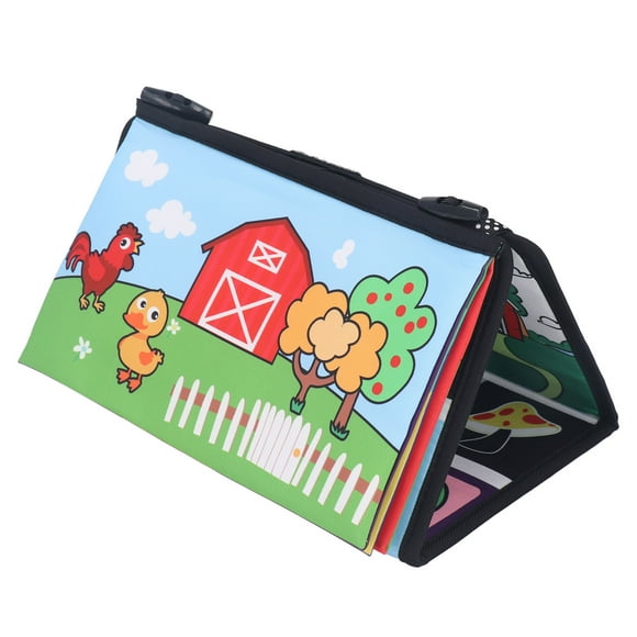 Foldable Infant Mirror Book, Easy Hanging Baby Mirror Book Toy Visual Training with Teether Pendant for Newborn for Car Animal Type,Number Type,Traffic Style
