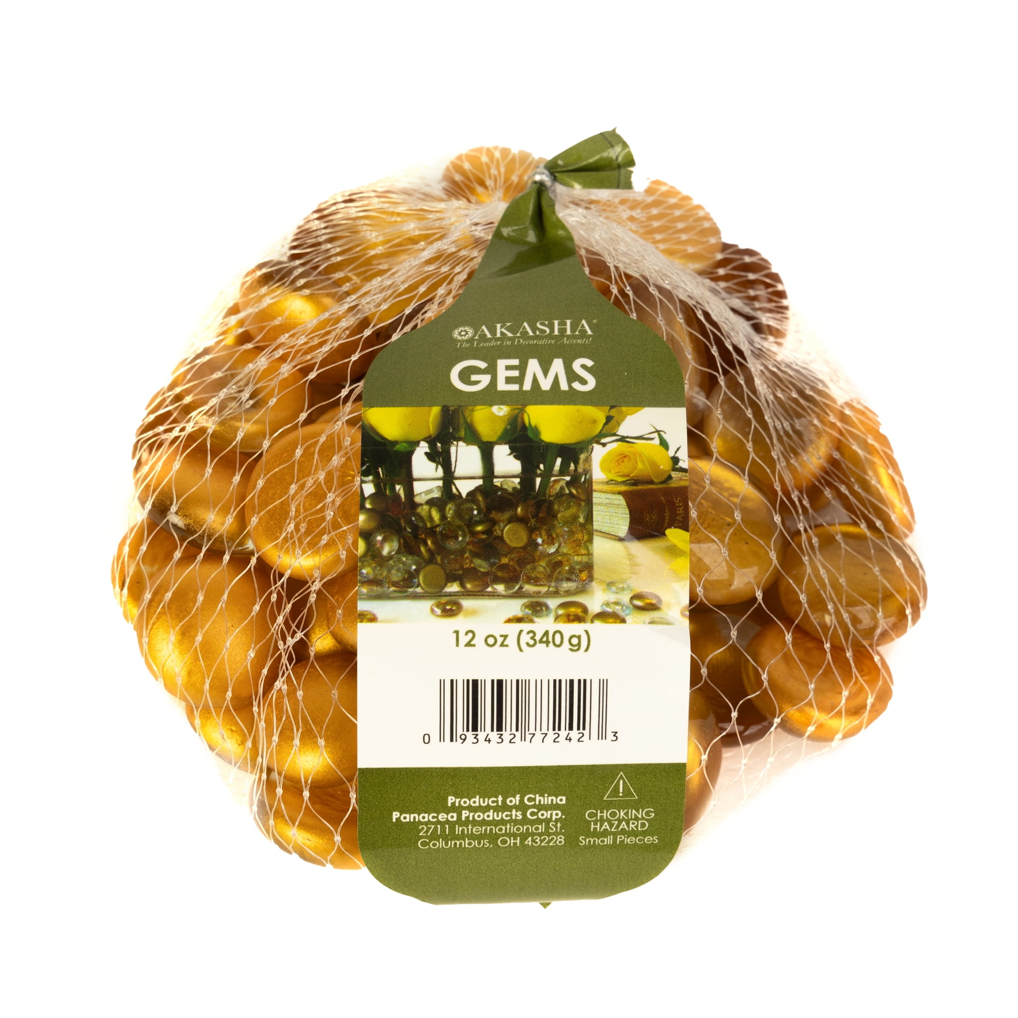 (6 pack) Gold Matte Metal Glass Gems 12 oz.