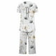 thumbnail image 4 of Sexy Pijama Conjunto para las Mujeres, Cuello Redondo Blusa de Manga Corta Y Pantalones, Traje de Moda Casual, 4 of 9