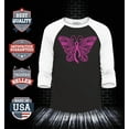 thumbnail image 2 of Shop4Ever Men's Pink Ribbon Butterfly Breast Cancer Awareness Raglan Baseball Shirt XX-Large Black/White, 2 of 4
