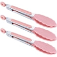 thumbnail image 1 of Pinzas de silicona para servir, 21 cm, juego de 3, pinzas para carne rosa, pinzas para parrilla, pinzas para buffet rosa, 1 of 5