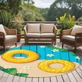 thumbnail image 5 of Tropical Summer Beach Round Living Room Rugs 7 ft, Swimming Ring Floral Monstera Blue Washable Area Rug with Non-Slip Sturdy Edge Binding Round Carpet for Kitchen Office Bedroom, 5 of 9