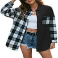 thumbnail image 2 of Veste à Carreaux pour Femmes Manches Longues Col Rabattu Fermeture à Boutons Hauts Décontractés, 2 of 7