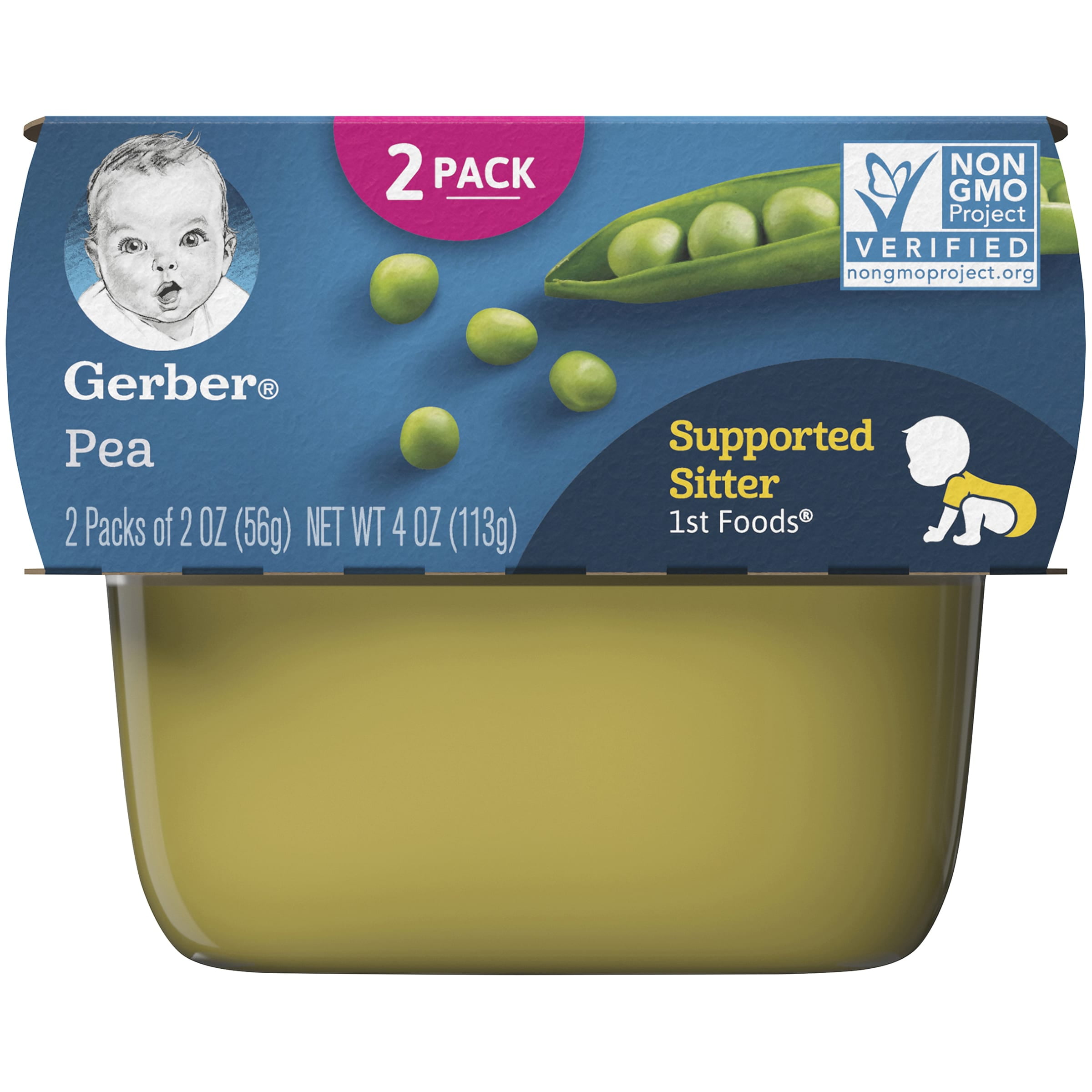 (Pack of 8) Gerber 1st Foods Pea Baby Food, 2-2 oz Tubs - Walmart.com ...