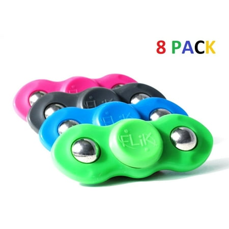 8 PACK Flik Hand Spinners Helps Focusing Fidget Focus Toy for Kids & Adults - Best Stress Reducer Relieves ADHD Anxiety Boredom Fidget (The Best Fidget Spinner Ever)