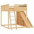 thumbnail image 5 of DRNANLIT Full Size Loft Bed with Upholstered Headboard, Storage Shelves, Ladder & Slide, Natural, 5 of 10