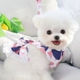 thumbnail image 5 of Dinheiro Vestido de perro arnés y correa conjunto para perros pequeños pajarita floral niña vestido de cachorro transpirable lindo princesa vestidos de perro primavera verano mascota gato ropa falda, 5 of 5
