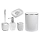 thumbnail image 2 of Juego de 5 accesorios de baño de acrílico, soporte para cepillo de dientes, jabonera, botella, inodoro Blanco, 2 of 9