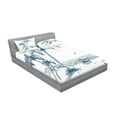 thumbnail image 2 of Ambesonne Island Fitted Sheet & Pillow Sham Set, Palm Tree Boat Sketch, King, Petrol Blue White, 2 of 2