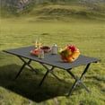 thumbnail image 6 of Folding Camping Table Portable Picnic Table, Lightweight Roll up Side Table Outdoor Camp Table for Travel Hiking Backyard BBQ Party, Black/46x24in, 6 of 14