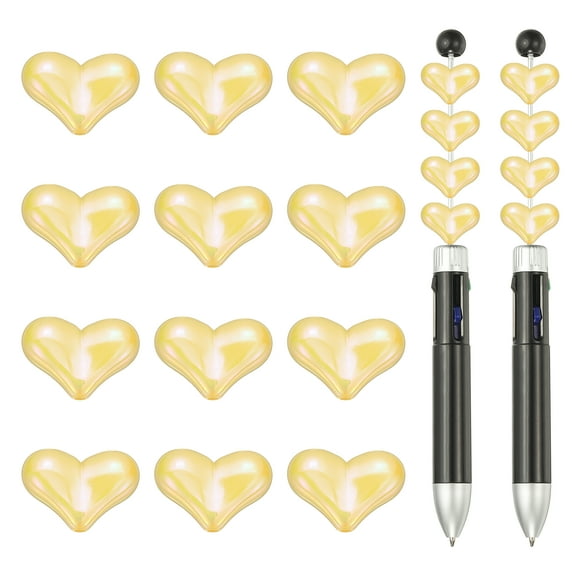 Uxcell 40 Pcs Focal Beads Acrylic Heart Beads Jewelry Making Charm Yellow