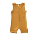 thumbnail image 1 of ITFABS Barboteuse d'Été en Coton pour Bébé, Combinaison Côtelée Sans Manches à Boutons de Couleur Unie, 1 of 7