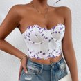 thumbnail image 6 of Yuwull Corset Crop Top Bustier Underbust Boned Backless Sleeveless Strapless Off Shoulder Aesthetics For Women T2kss, 6 of 7