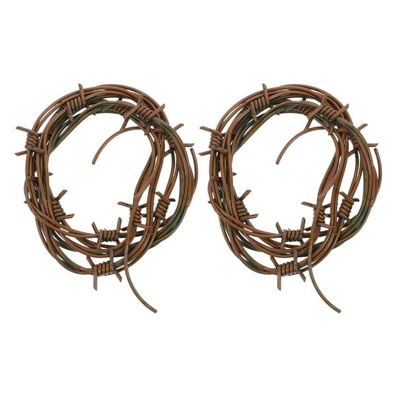 LOLIPPYY 2-Pack Brown Plastic Barbed Wire Decoration, Rustic Fake Rusted Wire for Western Wedding, Party, and Event Decor