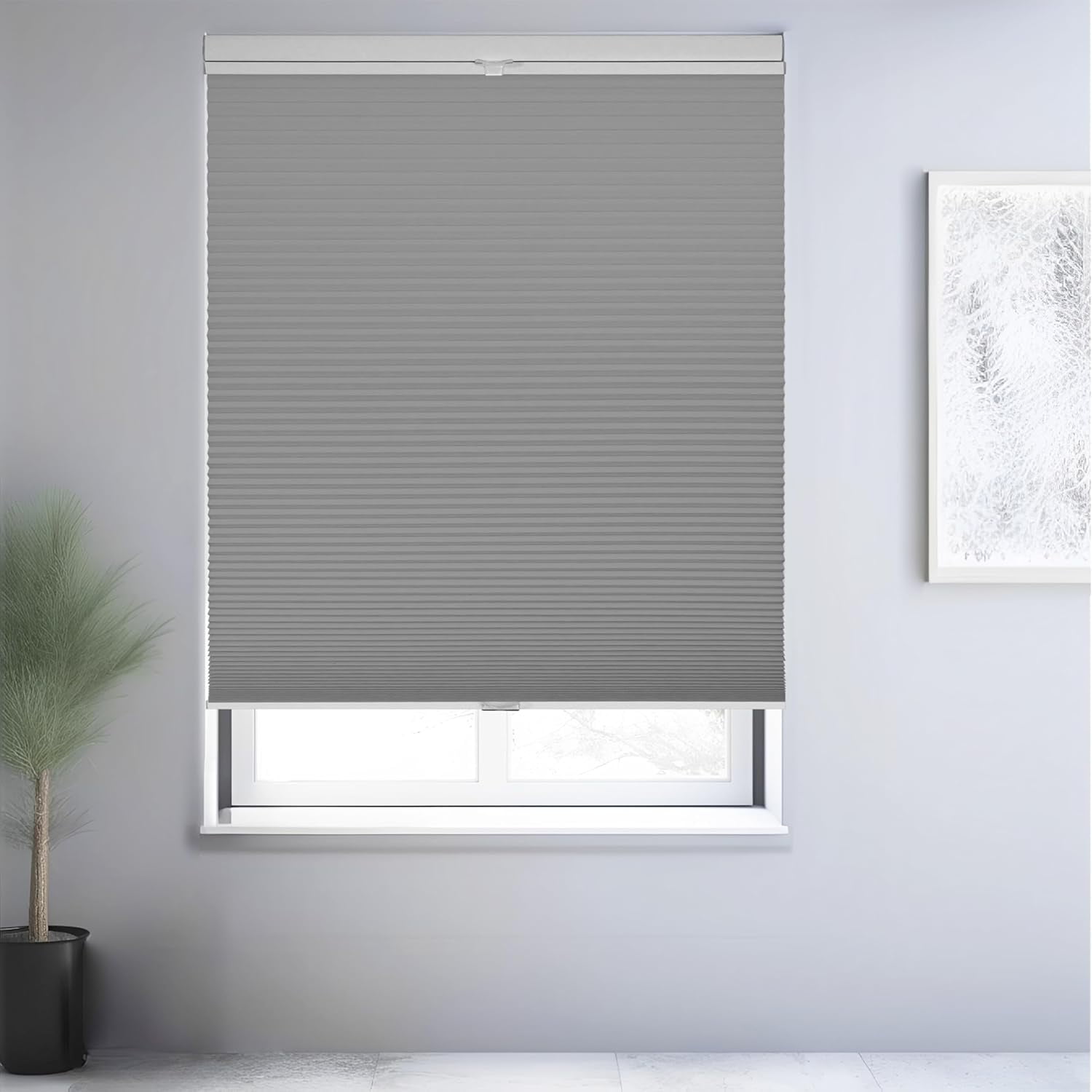 Chicology Grey Blackout Cordless Top Down Bottom Up Cellular Shades 32.5 in. W x 48 in. L