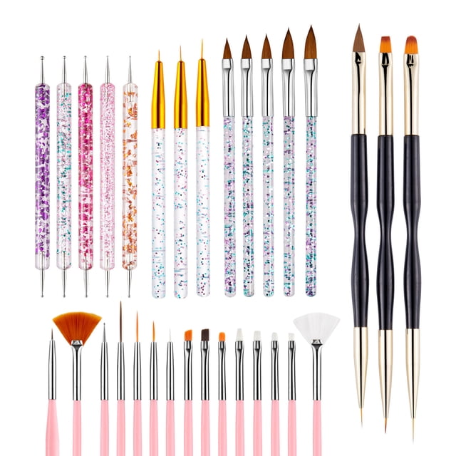 Juego de 28 pinceles para uñas, apto para fototerapia, pintura, dibujo, pintura lineal, flores, herramientas para uñas
