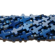 GIFTSJOY 12x15mm 16" Strand Lapis Blue Howlite Cross Beads For Jewelry Making