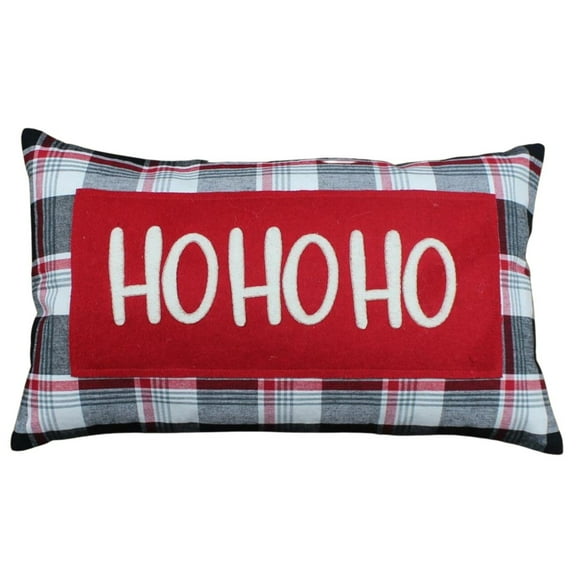 Winter Plaid Pillow - Ho Ho Ho 14x20 - Home Collections by Raghu