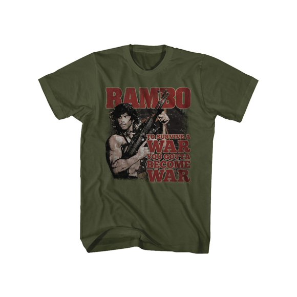 Rambo Film Series Survive War You Gotta Become War Army Green Adult T-Shirt Tee