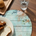 thumbnail image 3 of Teal Beach Coastal Round 13 Inch Placemats Set of 4, Summer Nautical Coral Shell Botanical Vintage HeatResistant Non Slip Place Mats for Dining Table, Wipeable Kitchen Table Mats for Housewarming, 3 of 9